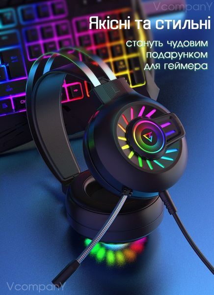 Наушники игровые с микрофоном проводные Xtrike Me, стерео наушники с LED подсветкой RGB, Черный ( GH 605 )
