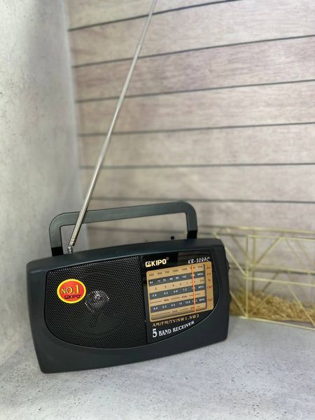 Радіоприймач, портативне радіо на батарейках, FM радіо Kipo Чорний ( kb 308ac )