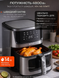 Мультипіч Аерогриль BITEK AIR FRYER GRILL на 14 литров 4800 Вт айрогриль, мультигриль, фритюрниця без олії, гриль електро Black Silver
