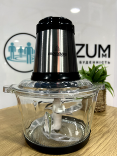 Подрібнювач для кухні Crownberg Food Chopper, подрібнювач чопер кухонний, блендер з скляною чашою, Black