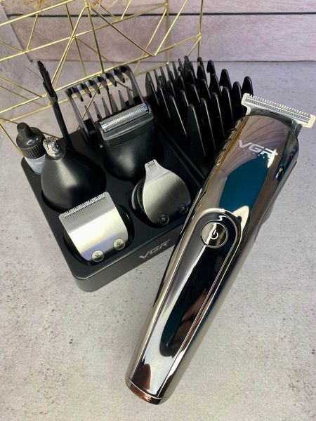 Машинка для стрижки акумуляторна VGR trimmer set тример для стрижки волосся, акумуляторний тример для бороди Сірий ( V 107 )