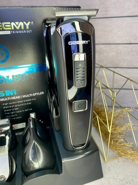 5 в 1 Професійний триммер для бороди, акумуляторна машинка для стрижки волосся, електробритва, триммер Geemy lemex hair trimmer Чорний ( gm 801 )